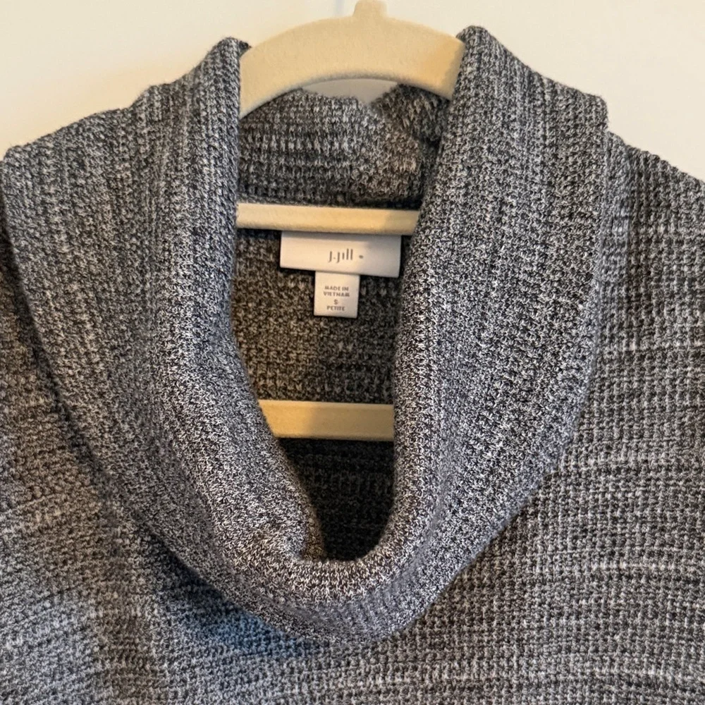 J.Jill Gray Cowl Neck Sweater Knit Pullover with Side Ties Side Small Petite - Picture 2 of 7